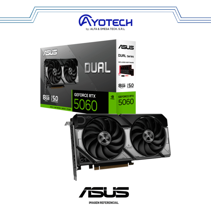 TARJ. VIDEO ASUS GEFORCE RTX 5060 8GB GDDR7 DUAL OC | 128 BITS - Imagen 1